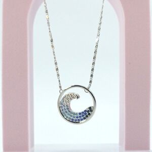 Touchstone Crystal by Swarovski Necklace Aquamarine Catch a Wave‎ Silver Tone